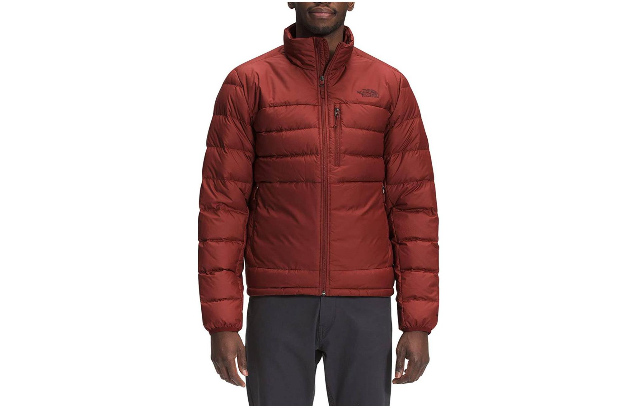 TNF Red Quilted Logo Print Zip Jacket for Men NF0A4R29-BDQ