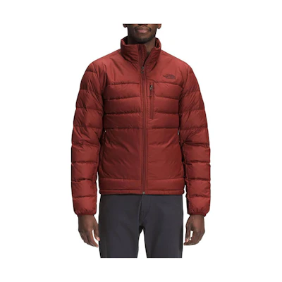 TNF Red Quilted Logo Print Zip Jacket for Men NF0A4R29-BDQ