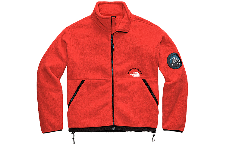 The North Face Red Side-Labeled Dual-Zip Fleece Jacket for Men NF0A4QYD-R15
