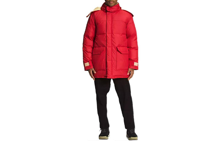 TNF Red Solid Color Down Jacket with Hood NF0A7US5-682