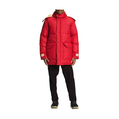 TNF Red Solid Color Down Jacket with Hood NF0A7US5-682