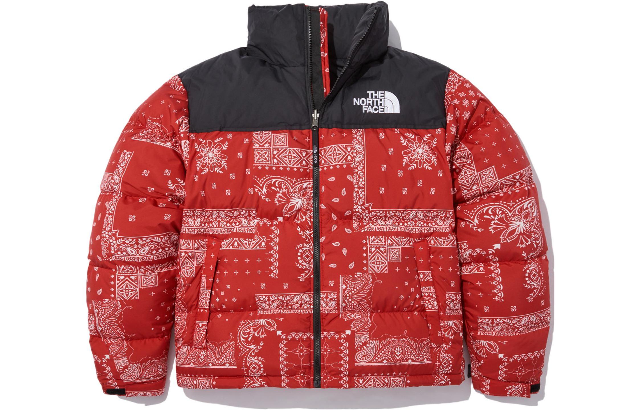 The North Face Red Waterproof Puffer Jacket with Zip-up Collar NJ1DN76E