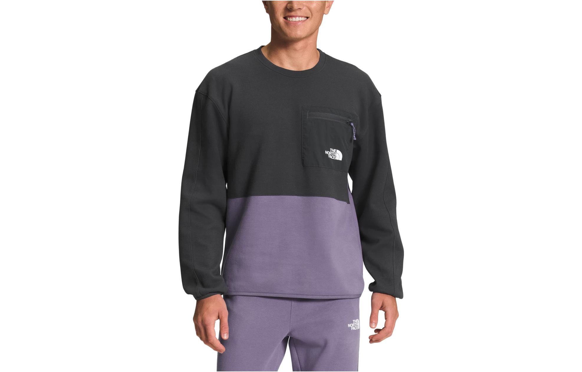 TNF Retro Colorblock Logo Crewneck Sweatshirt Black Purple NF0A7UQU-N14