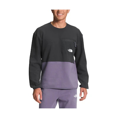 TNF Retro Colorblock Logo Crewneck Sweatshirt Black Purple NF0A7UQU-N14