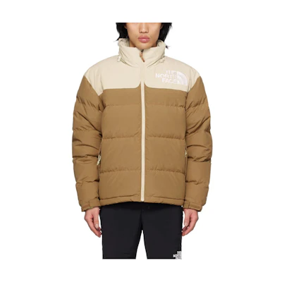 TNF Retro Colorblock Logo Print Stand Collar Jacket Men’s Yellow-Brown NFOAZZYP-92Q