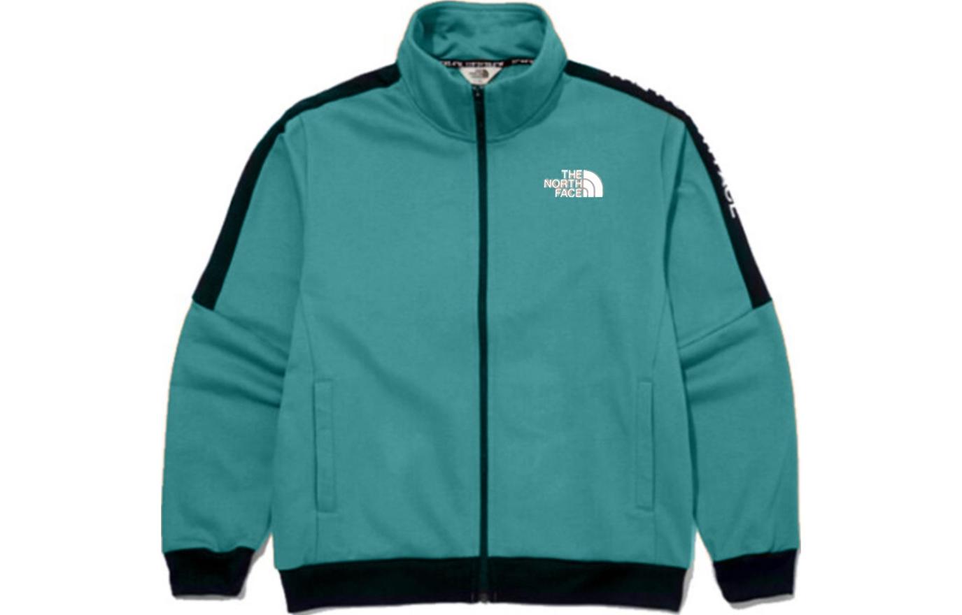 TNF Retro Colorblock Zip Jacket with Letters, Unisex Green Outdoor Style NI5JM01L