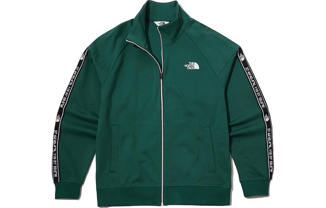 TNF Retro Letter Print Zip Jacket Green Long Sleeve Outerwear NJ5JL50K