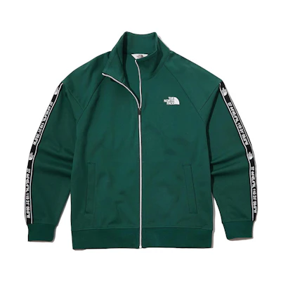 TNF Retro Letter Print Zip Jacket Green Long Sleeve Outerwear NJ5JL50K