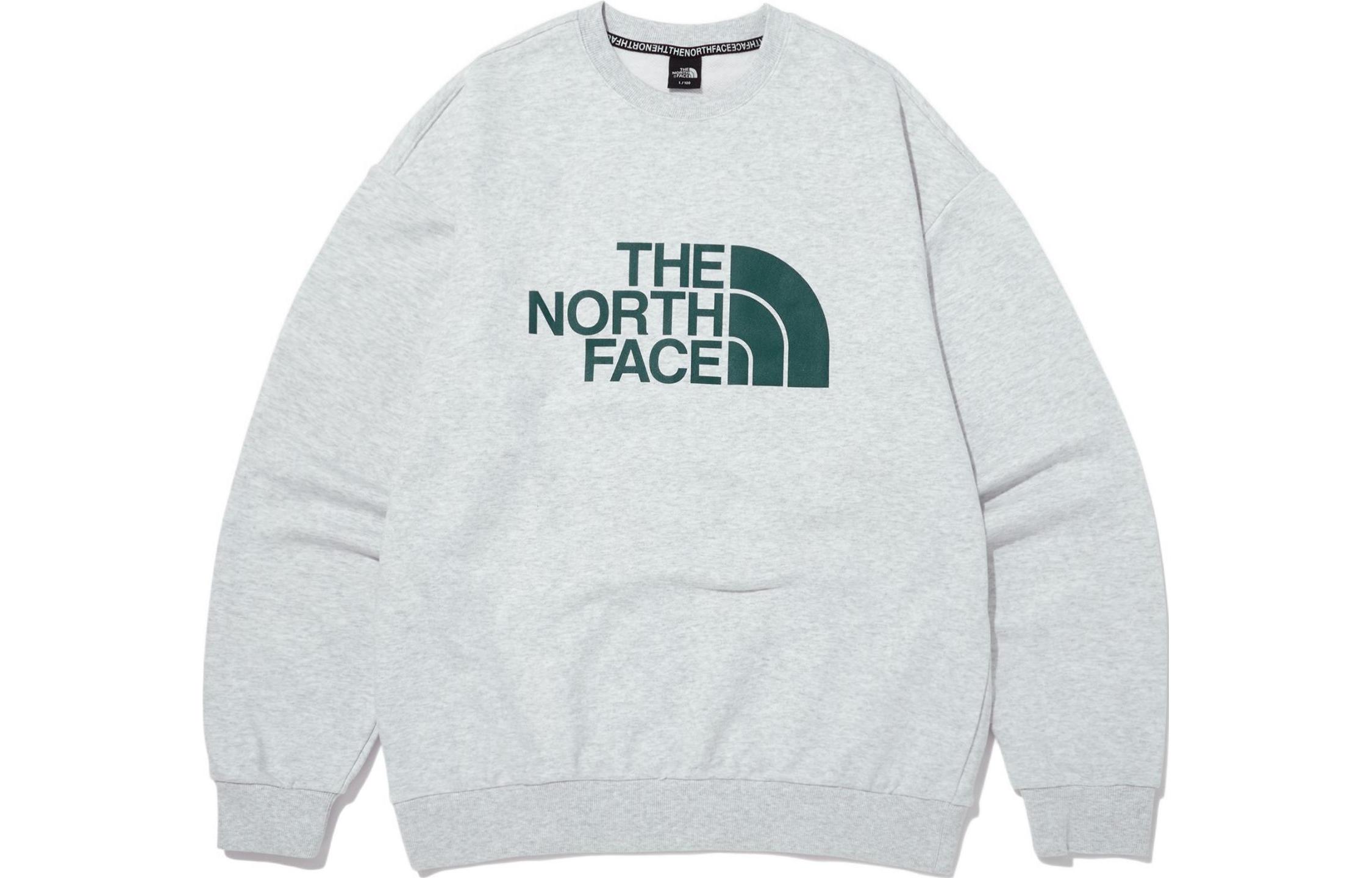 TNF Retro Logo Crewneck Sweatshirt Gray Long Sleeve Pullover NM5MN61C