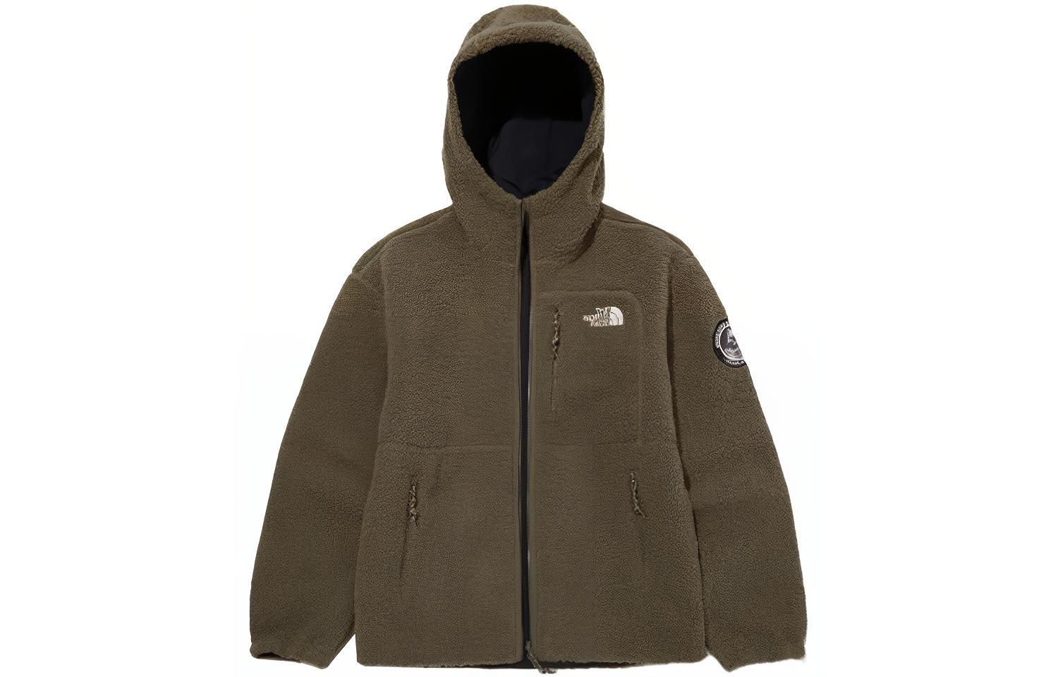TNF Reversible Fleece Hoodie Jacket Brown Casual NJ4FM70C