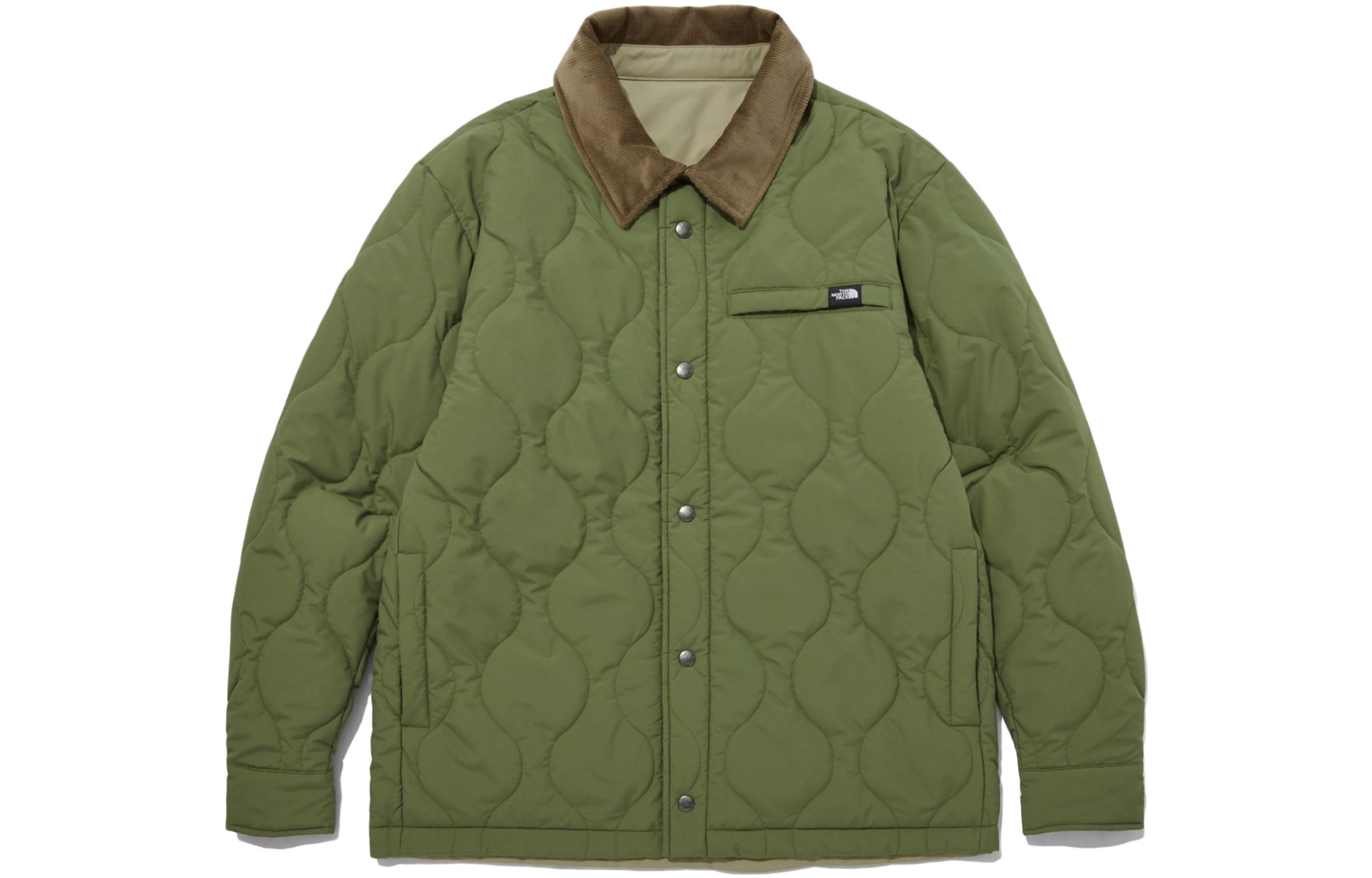 The North Face Reversible Nuptse Shacket Olive Green Unisex Jacket NJ3NP54A