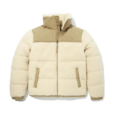 TNF Sherpa Nuptse Jacket Yellow Logo Embroidery Puffer NJ1DN61A