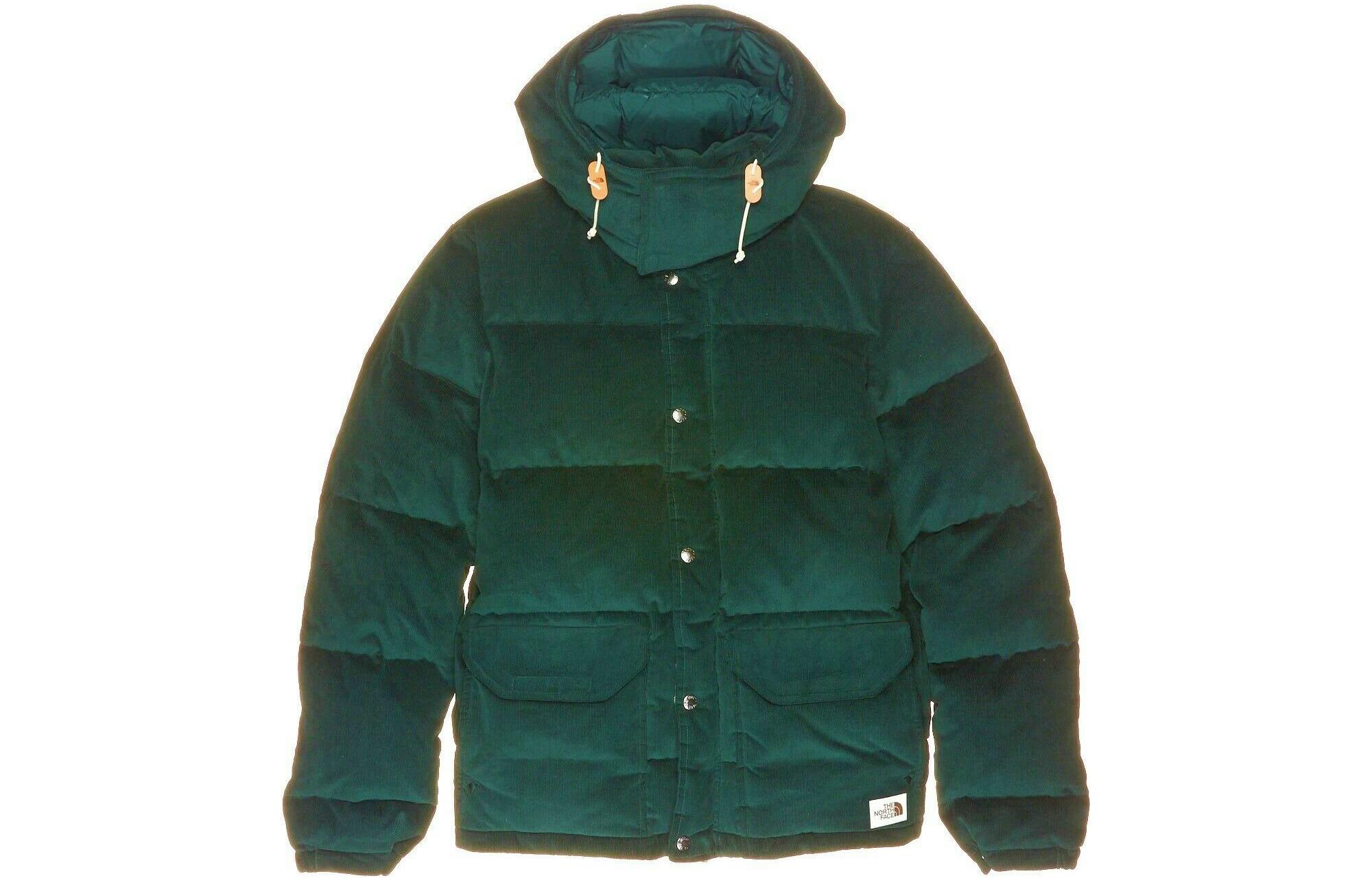 TNF Sierra 600 Down Corduroy Hooded Jacket Green Winter Coat NF0A4VUU-HDB