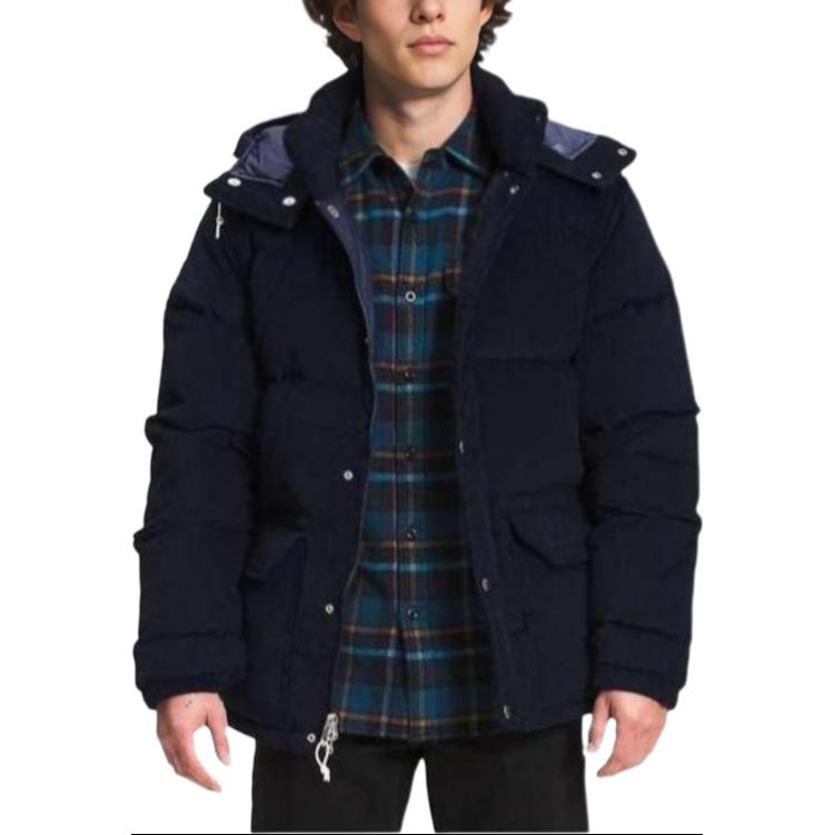 TNF Sierra 600 Fill Down Corduroy Hooded Puffer Jacket Blue NF0A4VUU-RG1