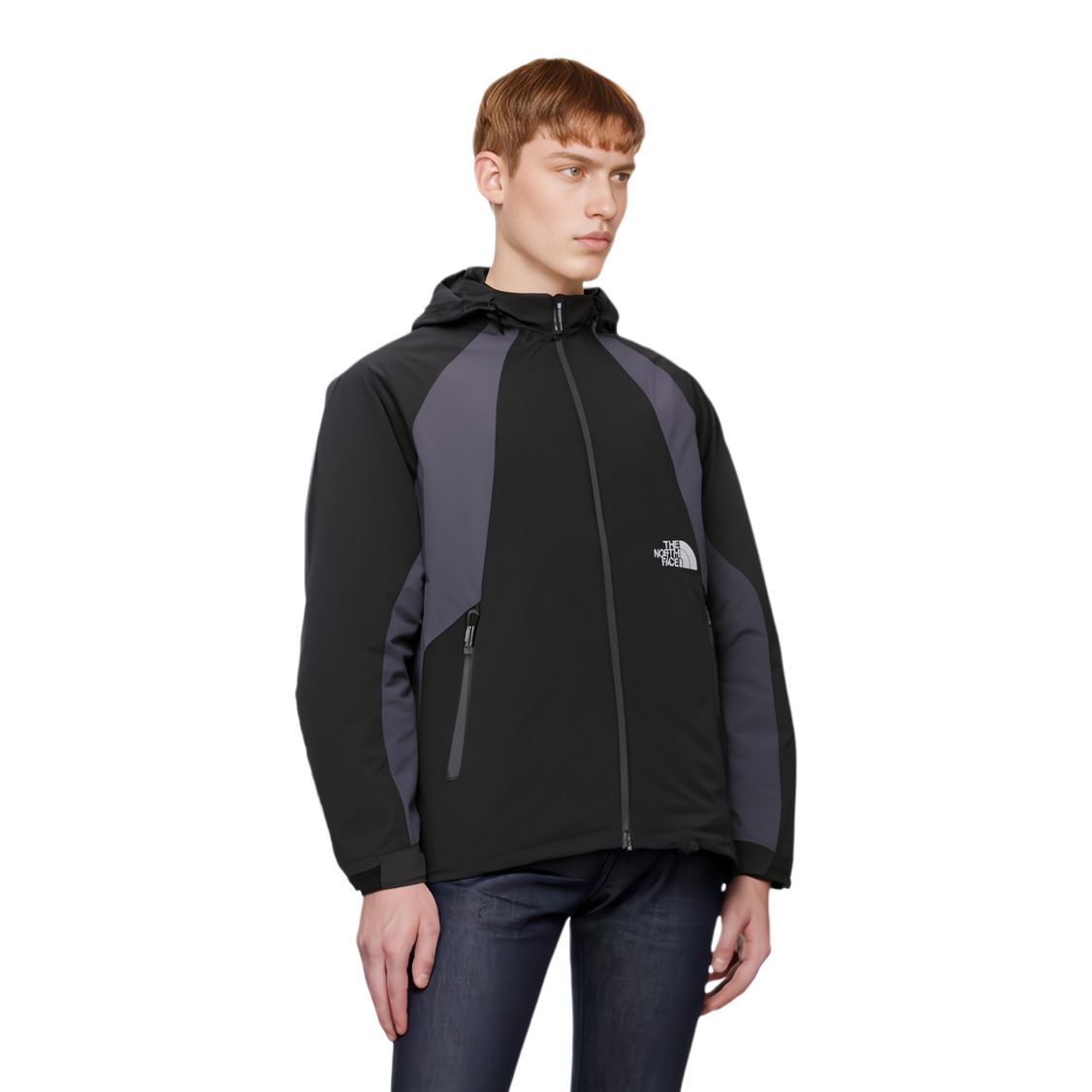 TNF Slope Logo Print Colorblock Zip Hoodie Jacket Black Mens NJ2HQ51K 圖 5