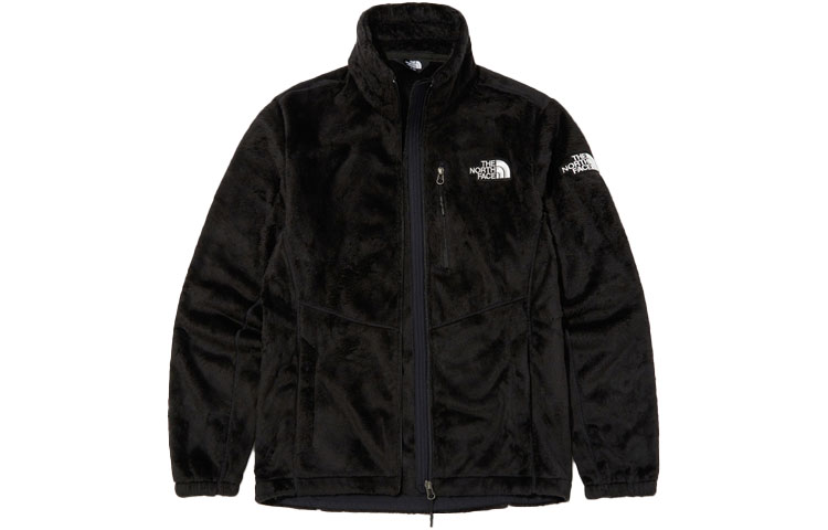 TNF Snow Fleece Jacket Black - Warm Logo Sports Collar Jacket NJ4FM53A