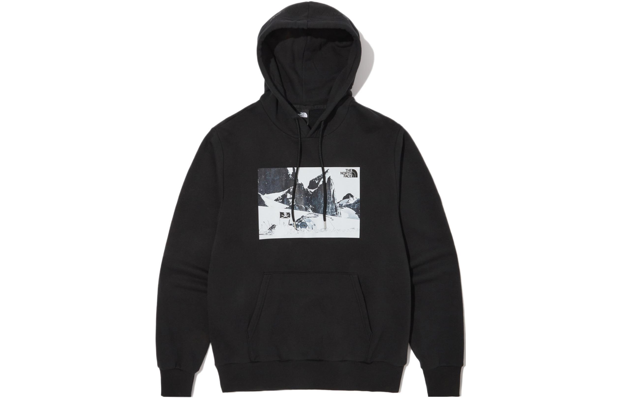 TNF Snow Mountain Print Pullover Hoodie Unisex Black NM5PM56A