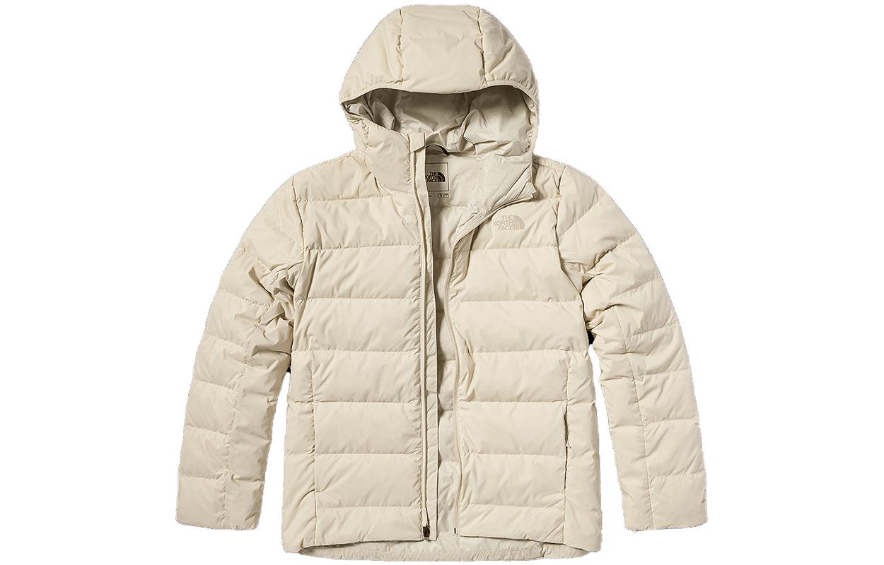 TNF Solid Beige Hooded Puffer Jacket NFOA7W7N-738