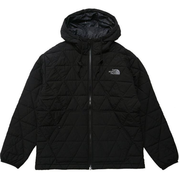 TNF Solid Black Hooded Logo Zip-Up Puffer Jacket NJ3NQ57A