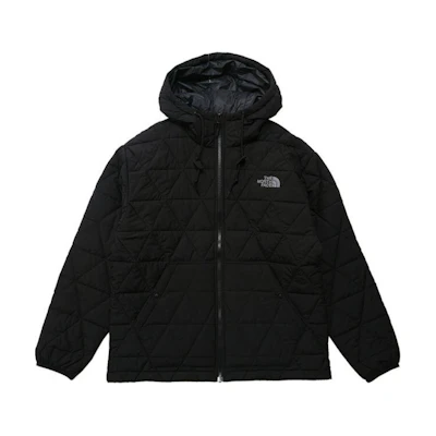 TNF Solid Black Hooded Logo Zip-Up Puffer Jacket NJ3NQ57A