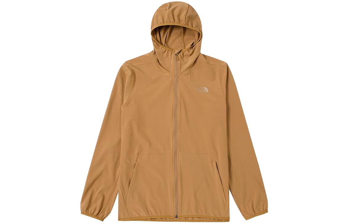 TNF Solid Brown Hooded Windbreaker Jacket Brown NF0A7WCY-173