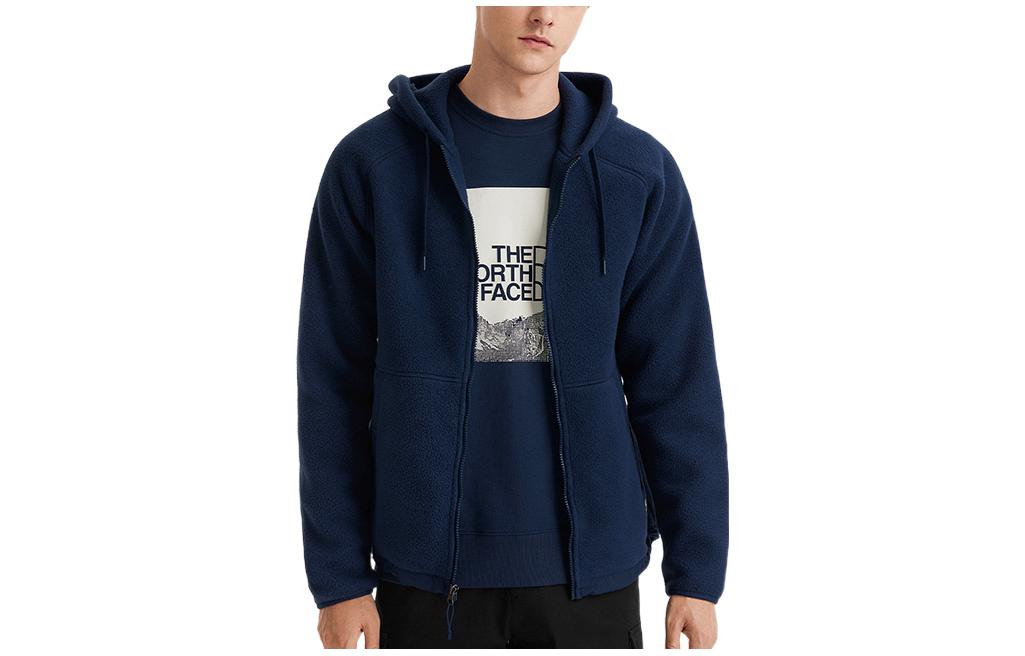 TNF Solid Color Drawstring Hooded Zip Jacket Navy Unisex NF0A3VTP-8K2