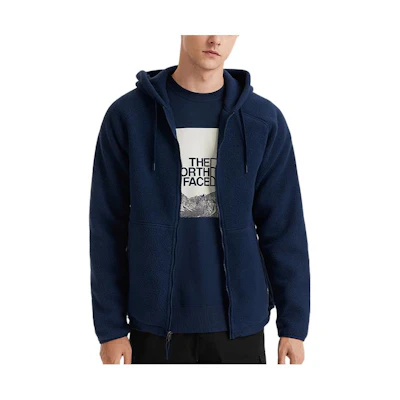 TNF Solid Color Drawstring Hooded Zip Jacket Navy Unisex NF0A3VTP-8K2