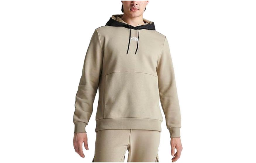 TNF Solid Color Hoodie with Kangaroo Pocket - Linen Beige NF0A83GE-251