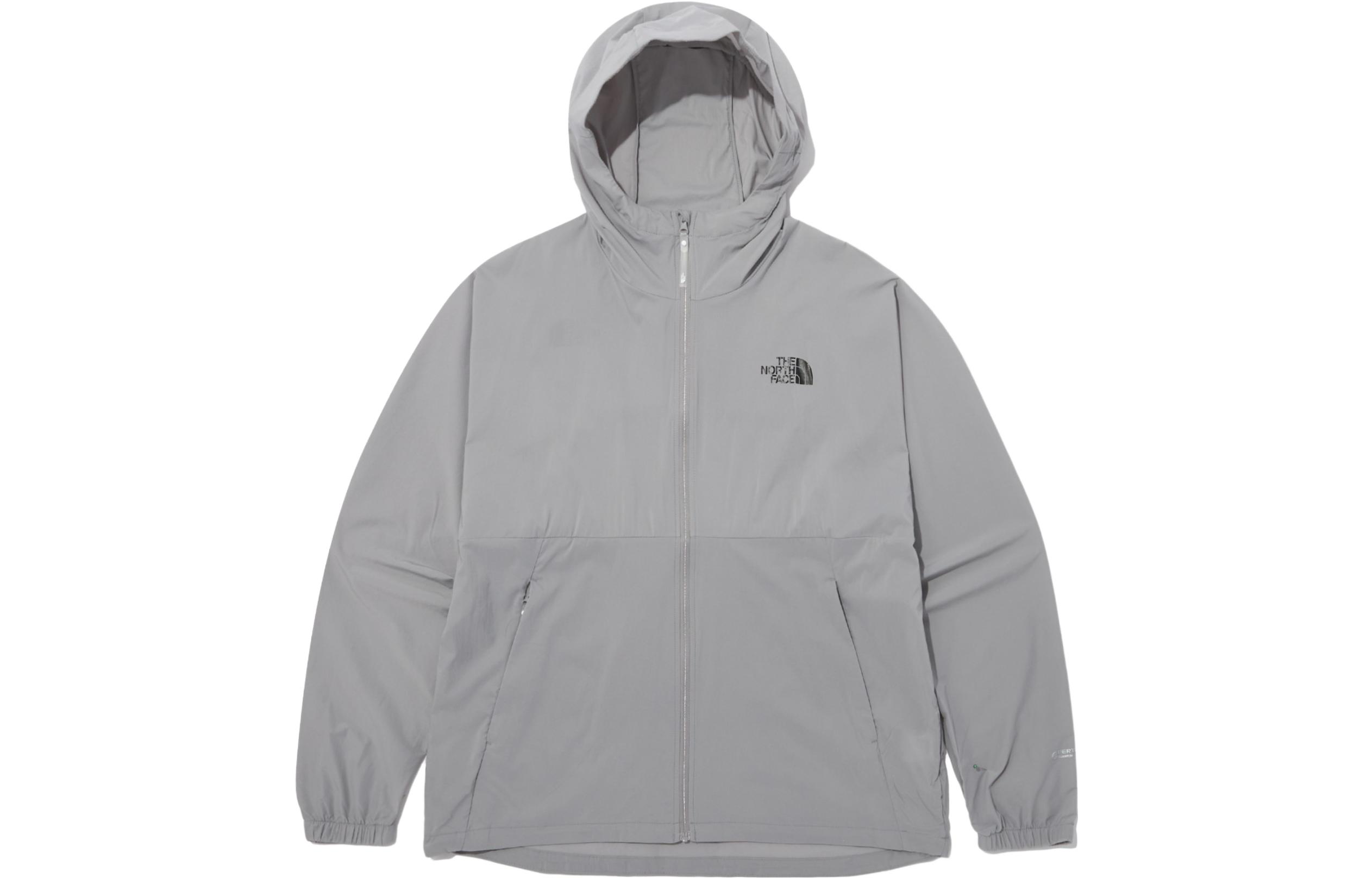 TNF Solid Color Logo Hoodie Jacket - Gray NJ3LP05B