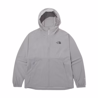 TNF Solid Color Logo Hoodie Jacket - Gray NJ3LP05B