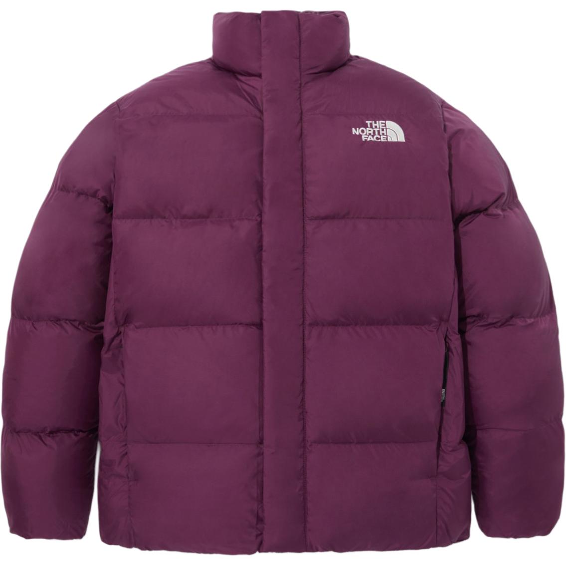 TNF Solid Color Logo Print High Neck Zip Jacket - Dark Purple NJ3NQ50D