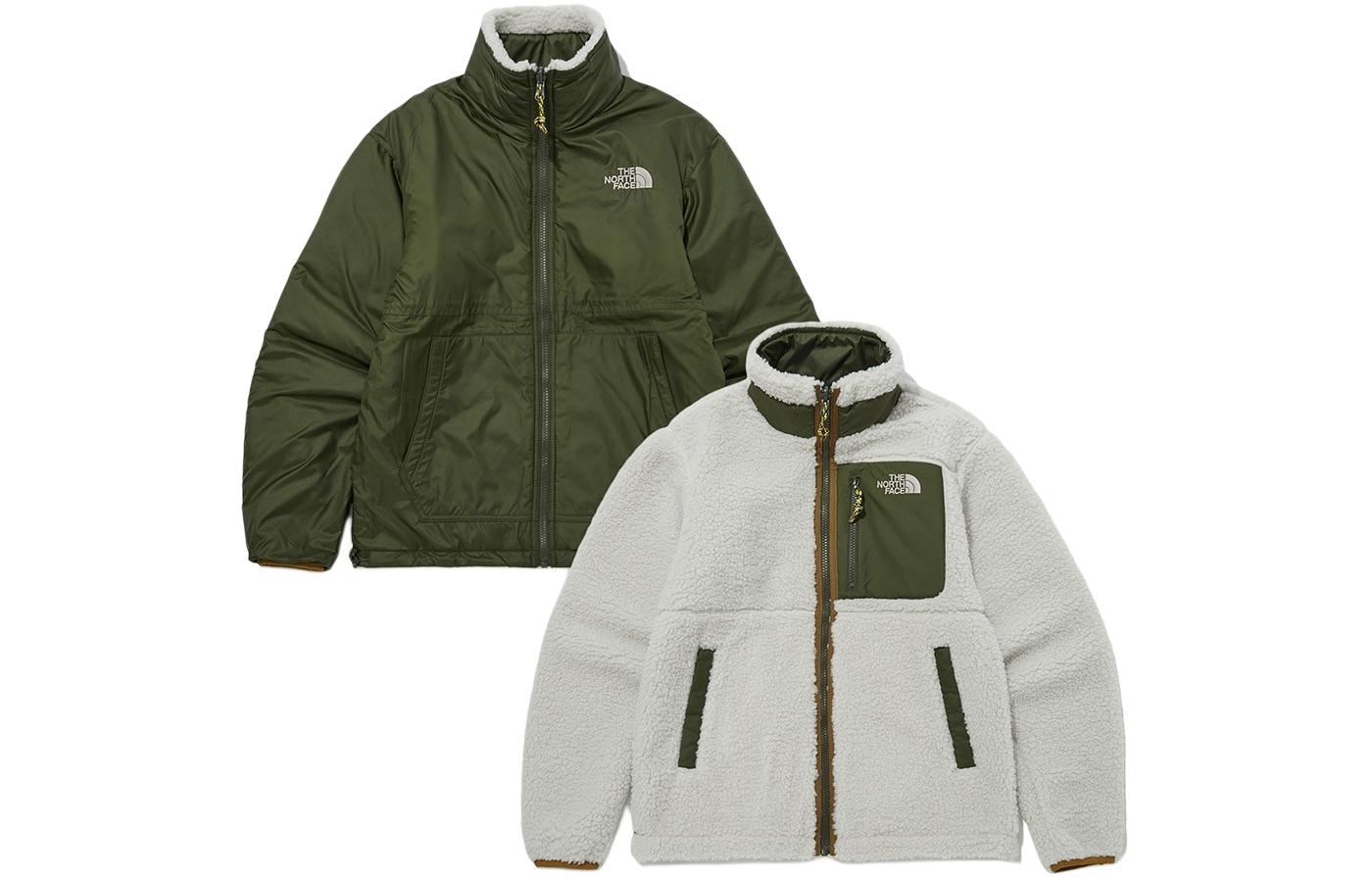 TNF Solid Color Reversible Fleece Jacket Unisex Green NJ4FP54E