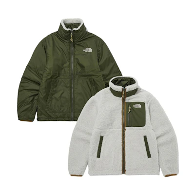 TNF Solid Color Reversible Fleece Jacket Unisex Green NJ4FP54E