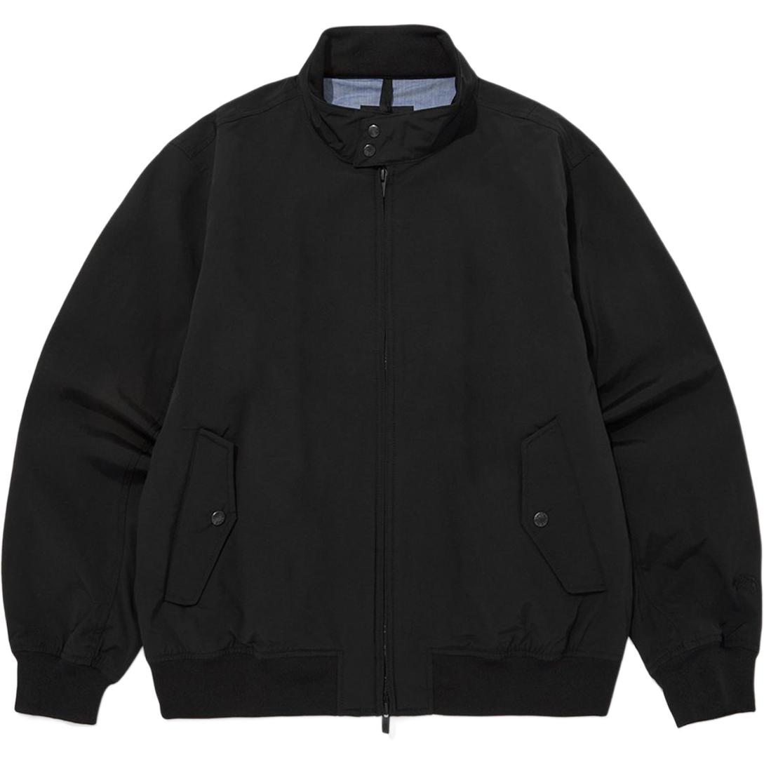 TNF Solid Color Stand Collar Loose Fit Zip Jacket - Black NJ3BQ07A