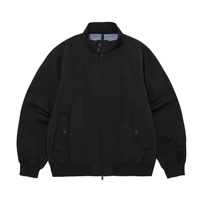TNF Solid Color Stand Collar Loose Fit Zip Jacket - Black NJ3BQ07A