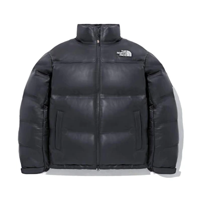 TNF Solid Glossy Logo Print Stand Collar Zip Jacket Men Black NJ1DP57J
