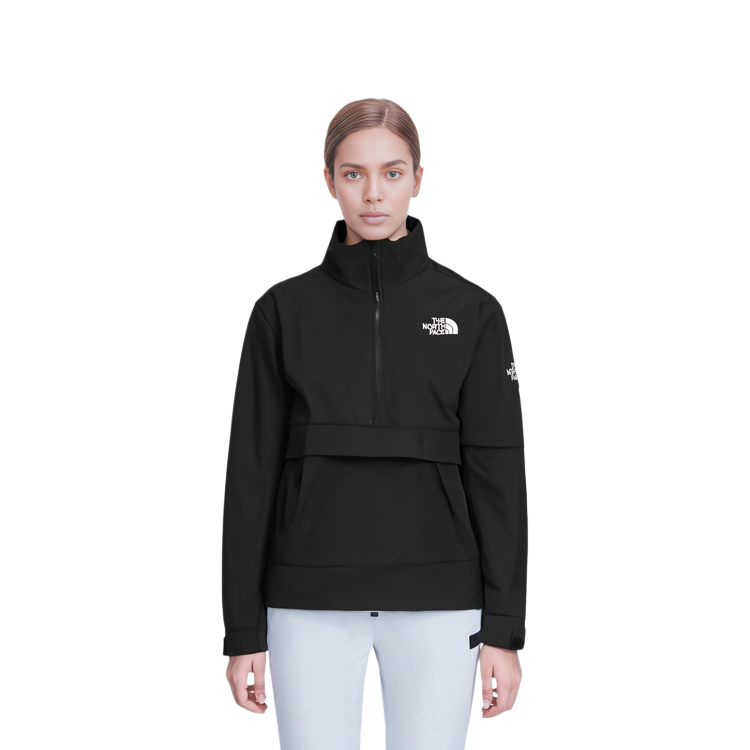 Shop The North Face 刺繡標誌半拉鍊外套 男女款 黑色 NA3BN50J