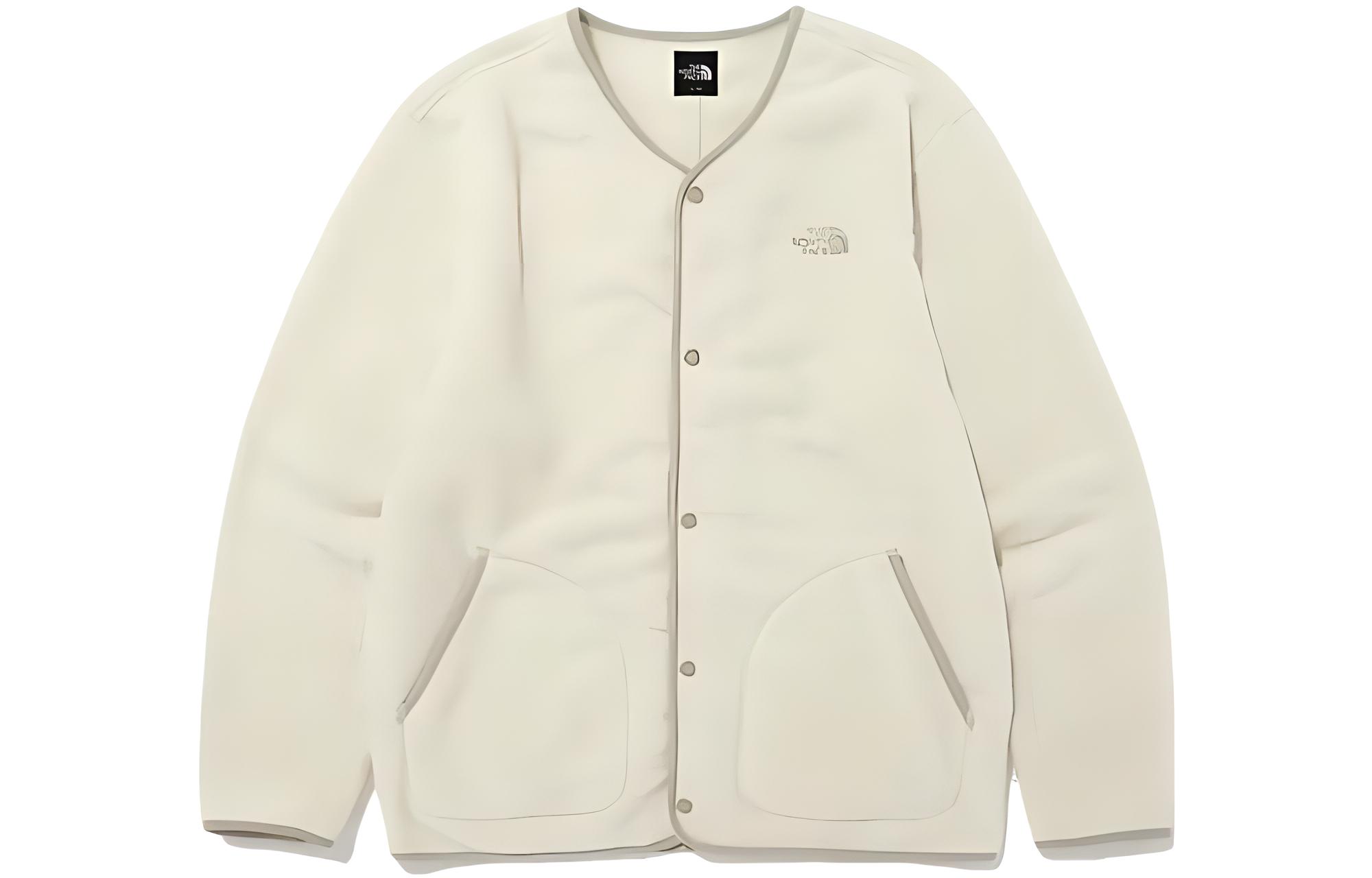 TNF Solid Logo Embroidered V-Neck Fleece Jacket Unisex NI5JM51B