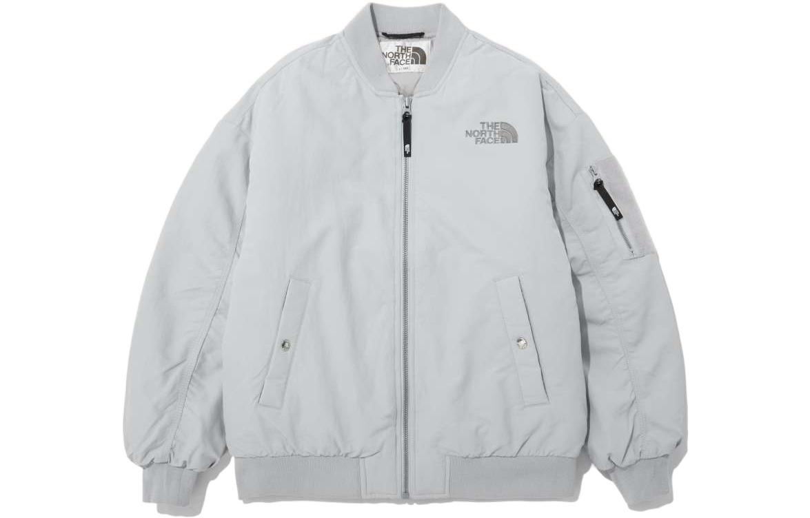 TNF Solid Logo Embroidered Zip V-Neck Jacket Light Grey NJ3NN57L