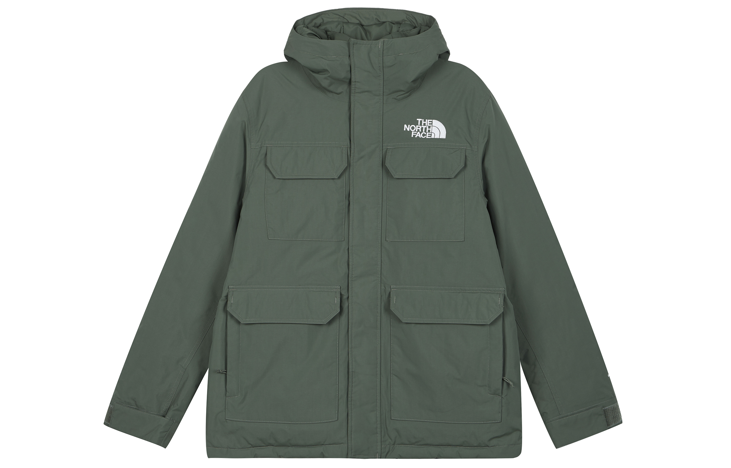TNF Solid Logo Hooded 550 Fill Down Jacket Green NF0A5GJX-NYC