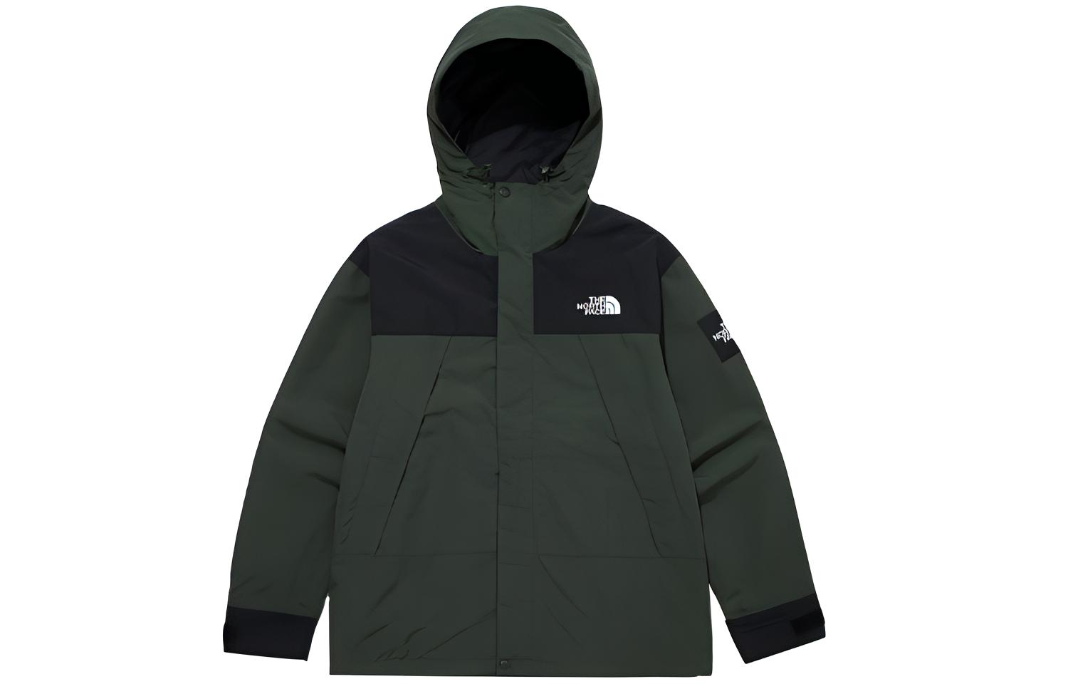 TNF Solid Logo Hooded Waterproof Windbreaker Jacket Unisex Dark Green NJ4HM51K