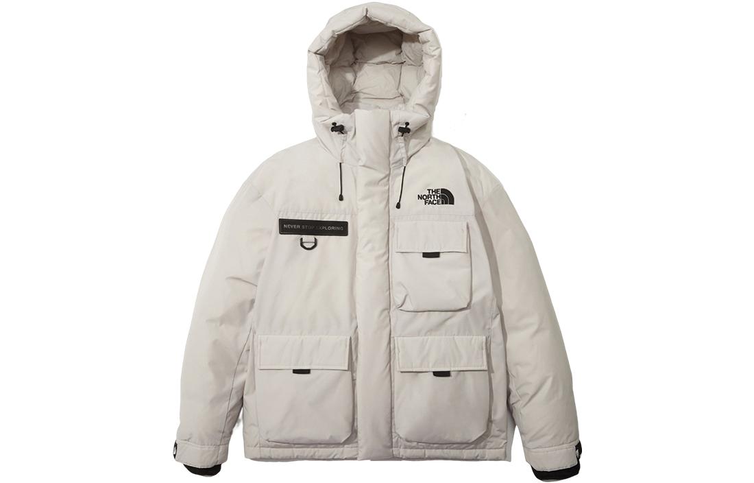 TNF Solid Logo Multi-pocket Drawstring Down Jacket Unisex Beige NJ1DN66B