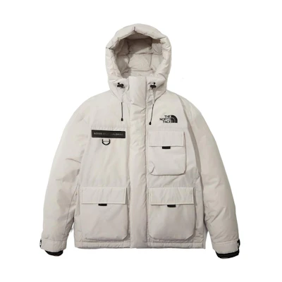 TNF Solid Logo Multi-pocket Drawstring Down Jacket Unisex Beige NJ1DN66B