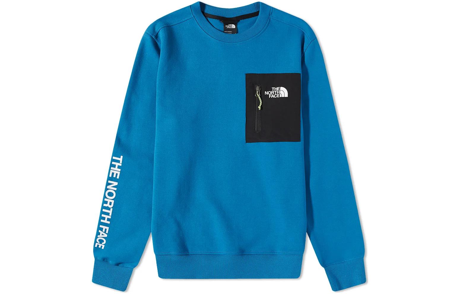 TNF Solid Logo Print Long Sleeve Pullover Sweatshirt Blue Men’s NF0A5316-69N