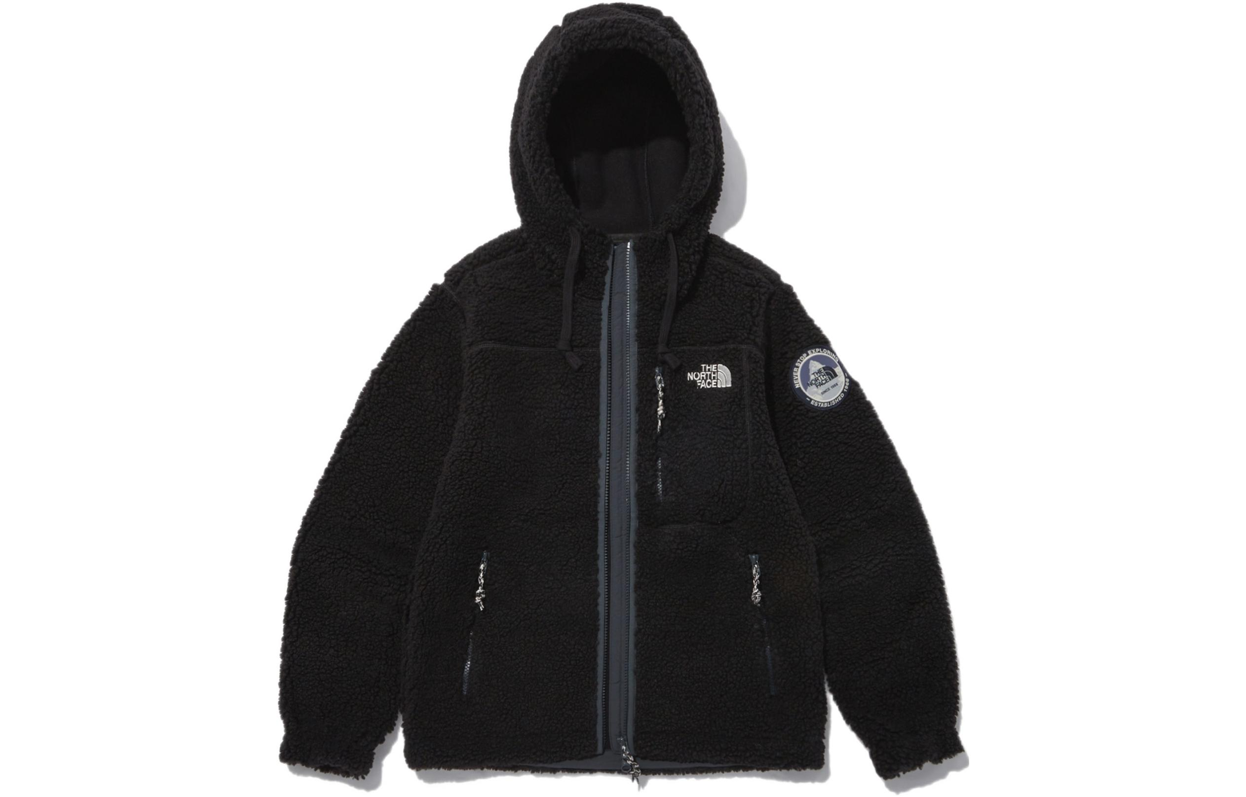 The North Face Solid Logo Print Zip Hoodie Fleece Jacket Black () NJ4FN57B