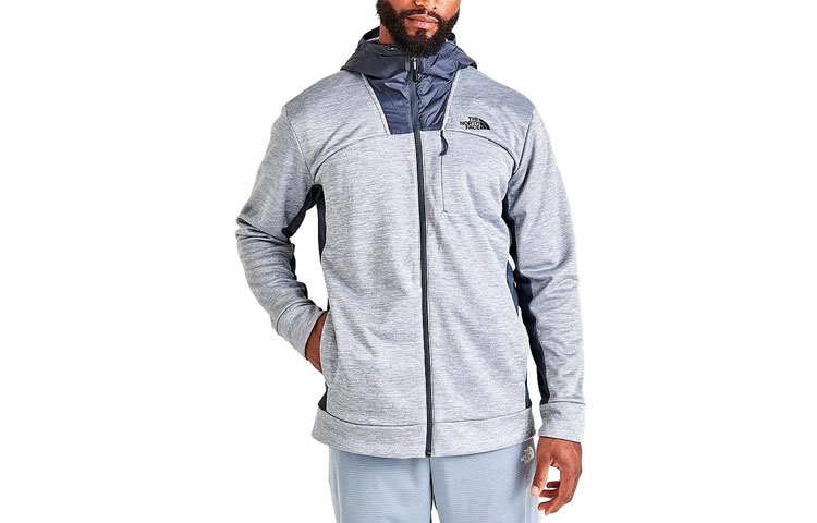 TNF Solid Logo Print Zip Hoodie Jacket - Gray NF0A7ZHL-050