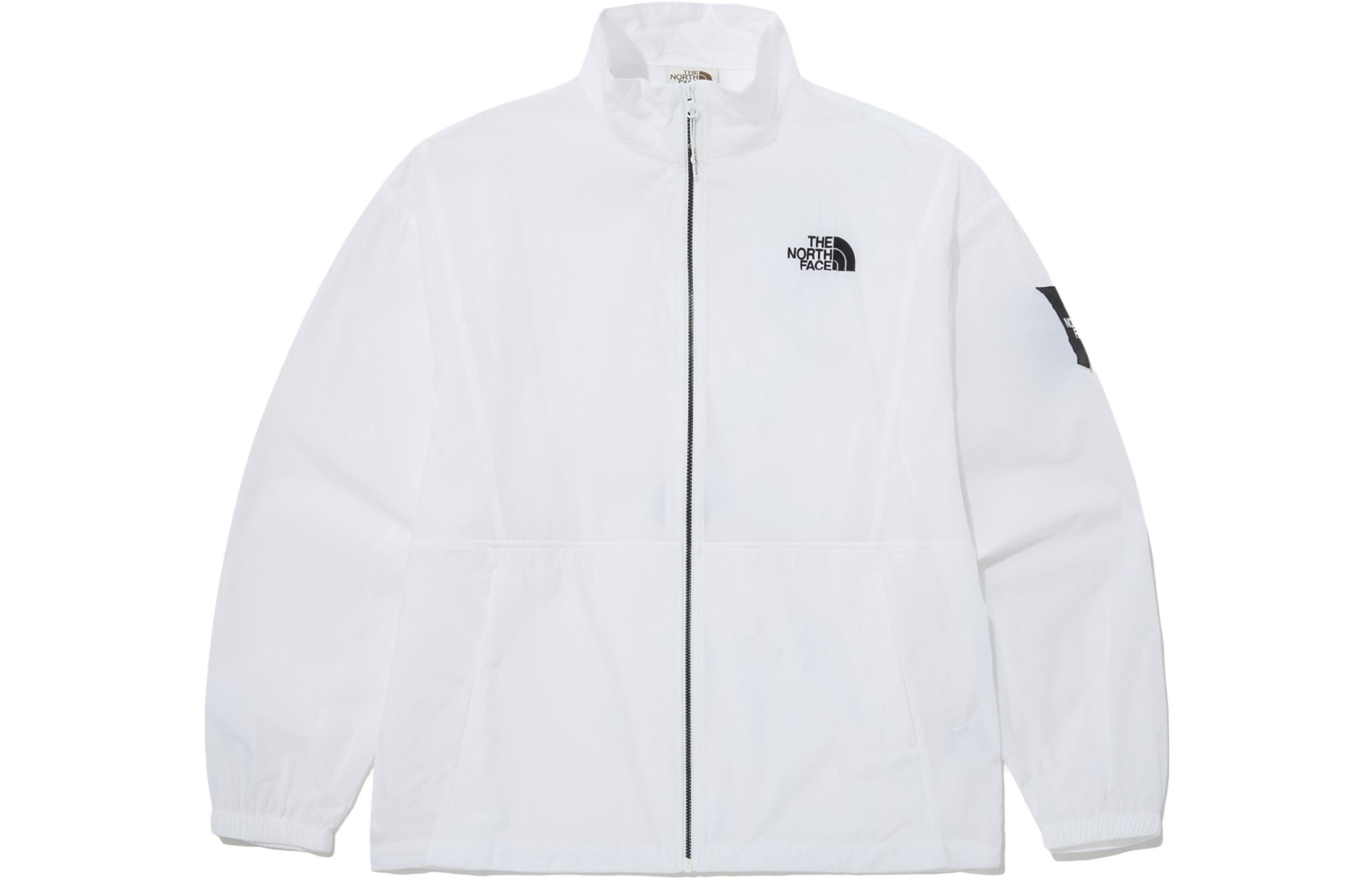 TNF Solid Logo Zip-Up High-Neck Utility Jacket Male White NJ3LP01M