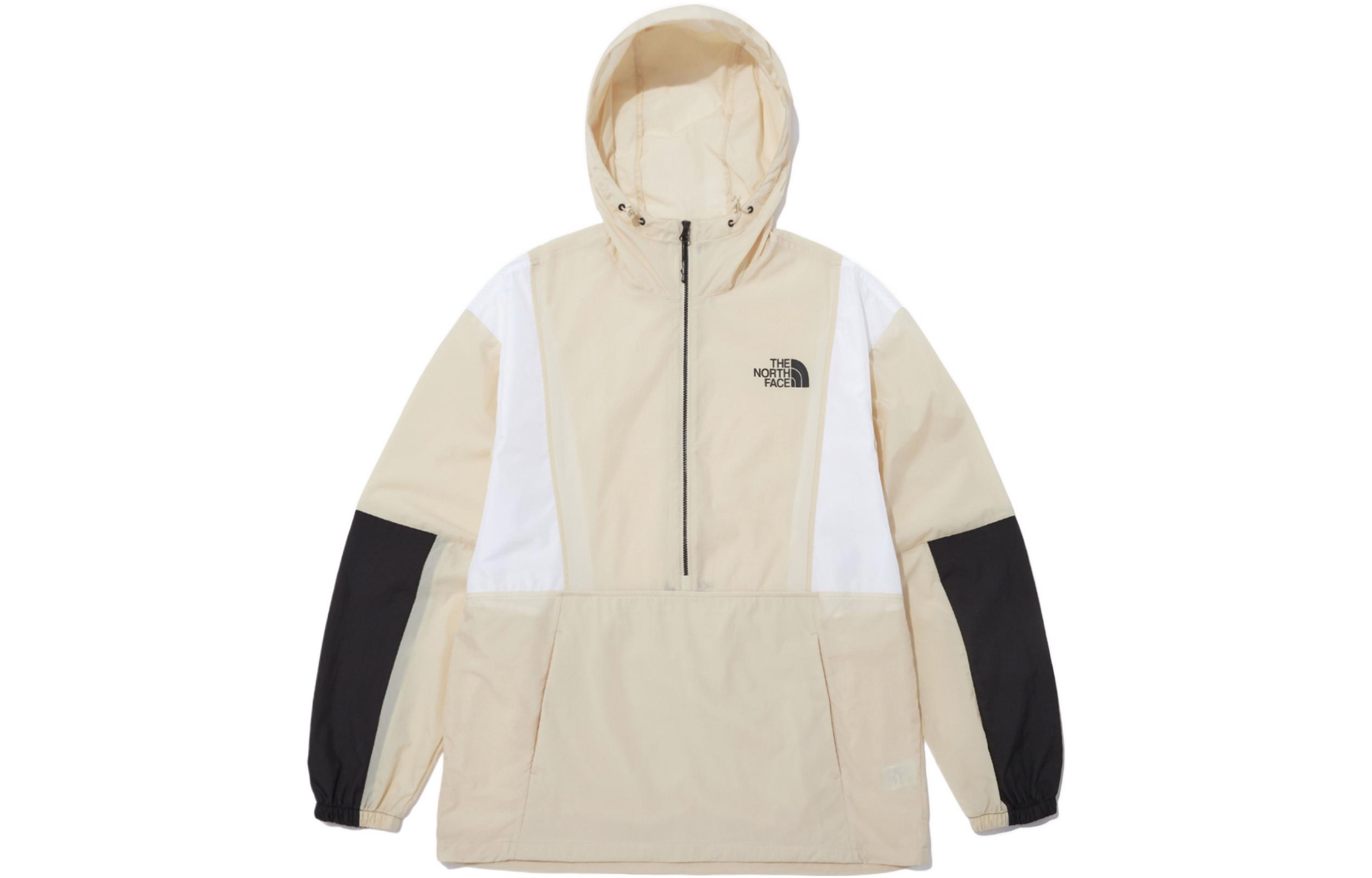 TNF SS23 Colorblock Logo Print Hooded Jacket Unisex Beige NA3LP01L