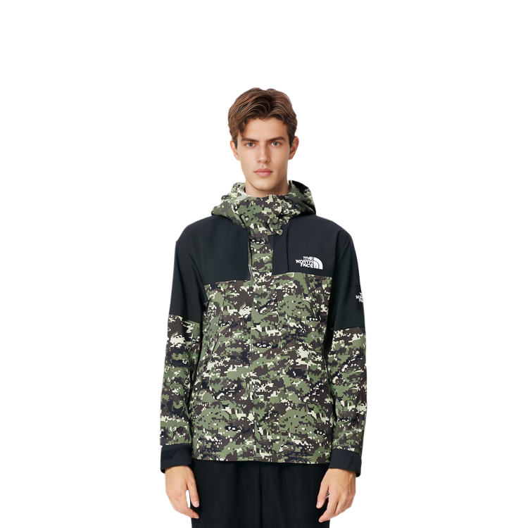 Shop THE NORTH FACE SS23 刺繡標誌防水防風外套 男女款 綠色 NI2HQ01O