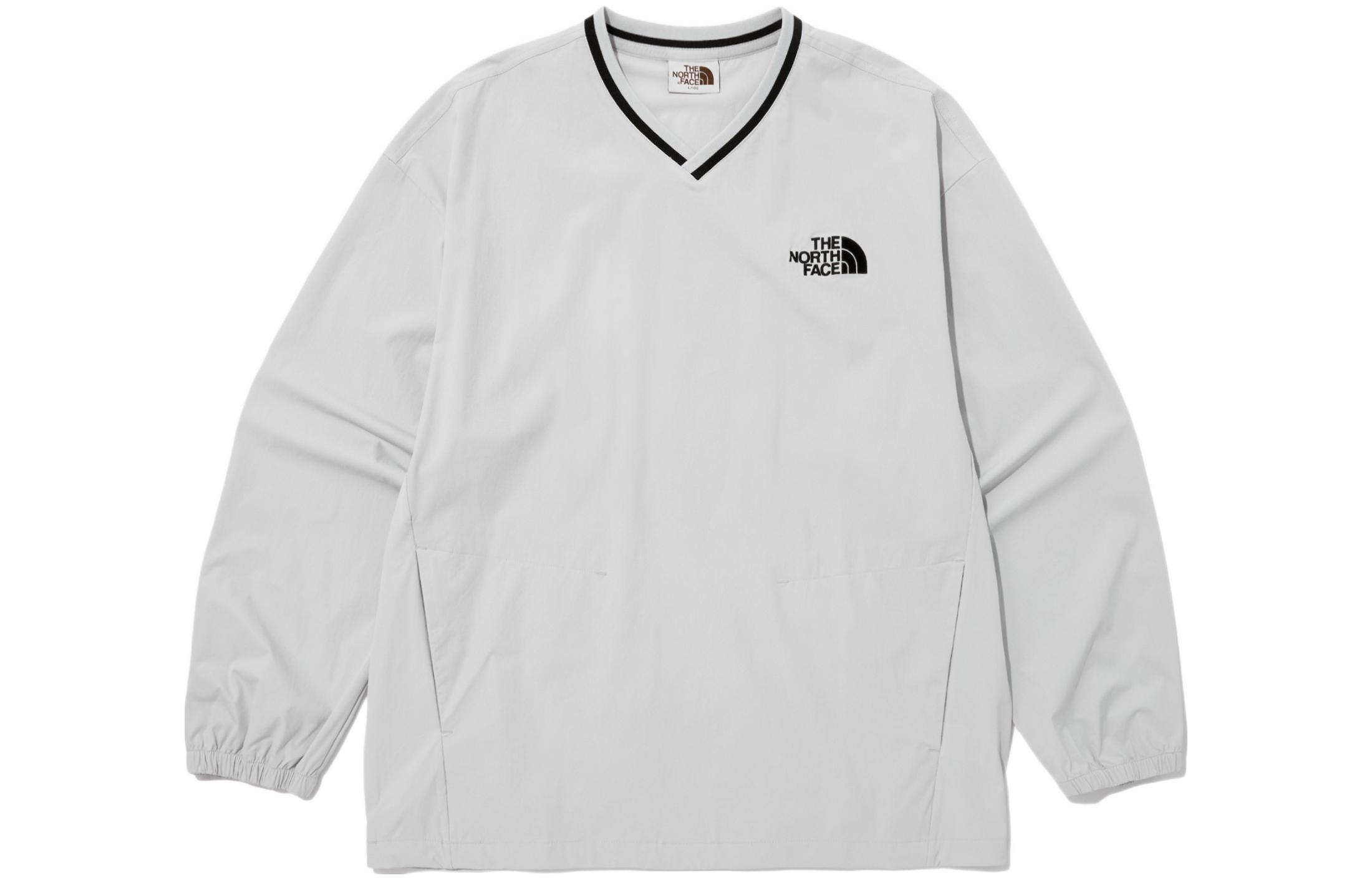 TNF SS23 Grey Vintage V-Neck Logo Pullover Sweatshirt Mens NM5MP06K